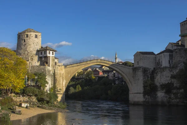 Вид Исторический Старый Мост Мостаре Босния Герцеговина — стоковое фото