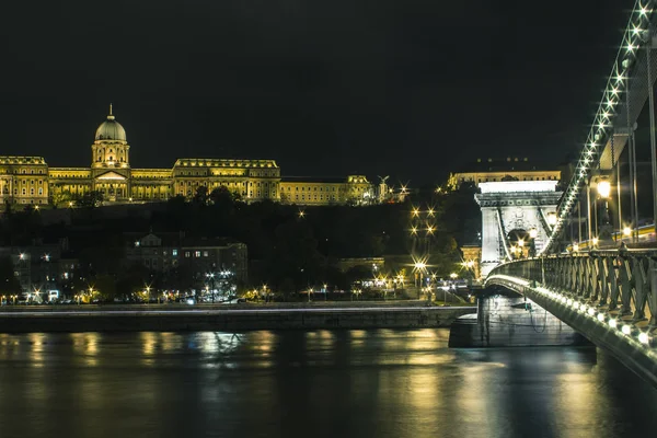 Buda Burg Ufer Der Donau Budapest Der Nacht Ungarn — Stockfoto