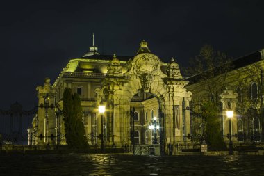 Buda Kalesi gece Budapeşte'de. Macaristan