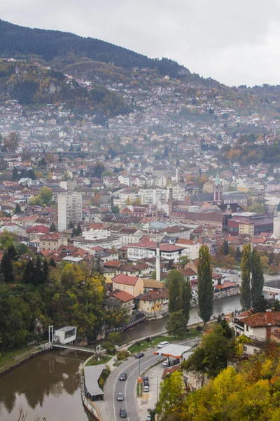 Vista Superior Baarija Casco Antiguo Sarajevo Centro Histórico Cultural Ciudad — Foto de Stock