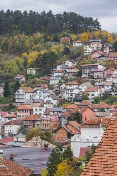 Pohled Nejvyššího Bodu Sarajeva Mlze Noci Bosna Hercegovina — Stock fotografie