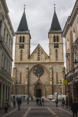 Saraybosna 'daki Sacred Heart Katedrali. Bosna-Hersek