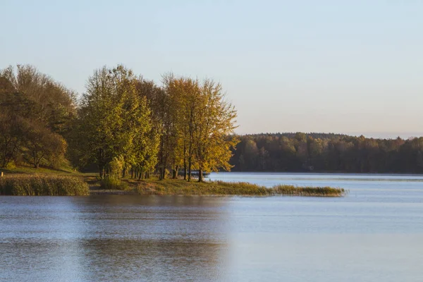 Hermosa Vista Del Lago Ciudad Trakai Por Mañana Lituania — Foto de Stock