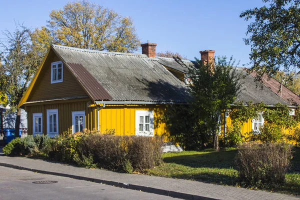 Casa Madeira Histórica Nas Ruas Trakai Lituânia — Fotografia de Stock