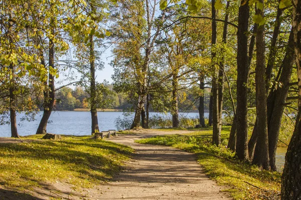 Indah Musim Gugur Taman Dekat Danau Trakai Lithuania — Stok Foto