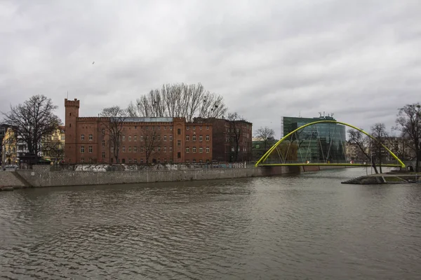 Wroclaw Oder Nehri Üzerinde Modern Bir Köprü Polonya — Stok fotoğraf