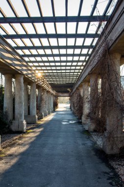 Wroclaw Centennial Hall yakınında Colonnade. Polonya