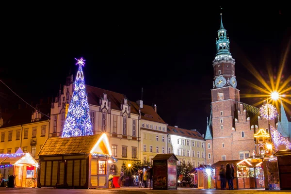Targi Bożonarodzeniowe Wrocławiu Nocy Polska — Zdjęcie stockowe