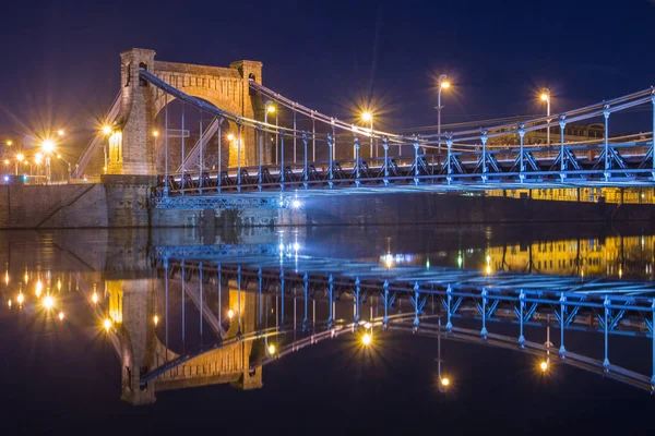 View Grunwald Bridge Wroclaw Night Poland — Stock Photo, Image