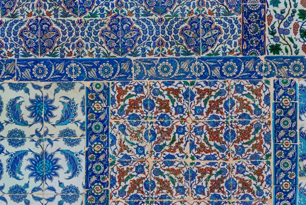 Décorations Nationales Turques Sur Carreaux Céramique Sur Mur Une Mosquée — Photo