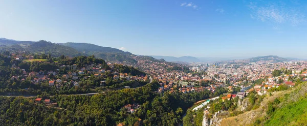 Vista Panorámica Ciudad Sarajevo Desde Alto Colina Bosnia Herzegovina — Foto de Stock