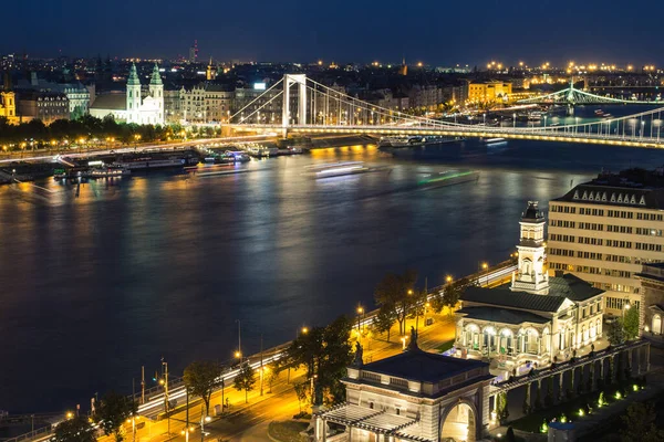 Nachtzicht Donau Boedapest Hongarije — Stockfoto
