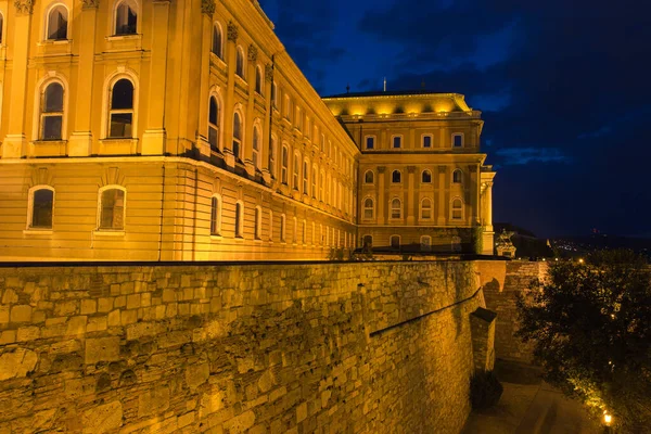 Vista Nocturna Del Castillo Buda Budapest Hungría — Foto de Stock