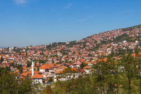 Vista Panorámica Ciudad Sarajevo Desde Alto Colina Bosnia Herzegovina — Foto de Stock