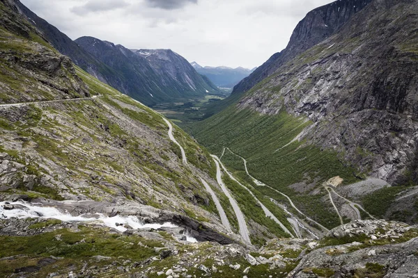 Vue Sur Les Routes Panoramiques Trollstigen Stigfossen Norwegian — Photo