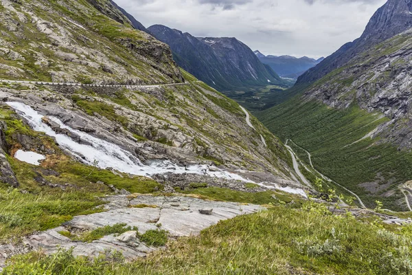 Vue Sur Les Routes Panoramiques Trollstigen Stigfossen Norwegian — Photo