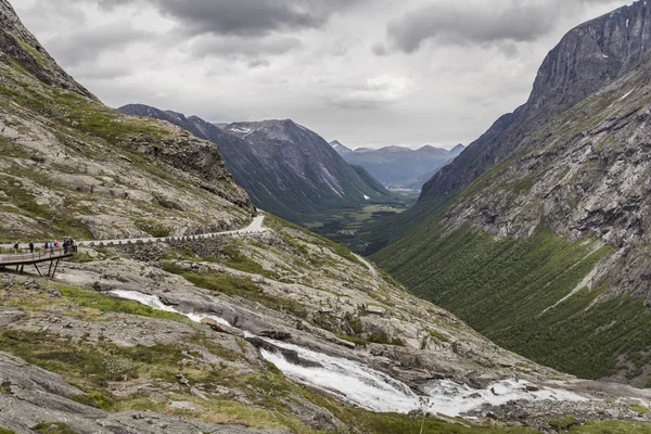 Vue Sur Les Routes Panoramiques Trollstigen Stigfossen Norwegian — Photo