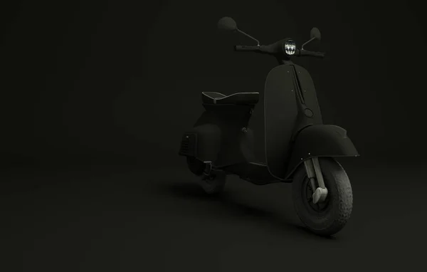 Scooter Svart Bakgrund Sidovy Illustration — Stockfoto