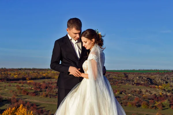 Foto Boda Una Hermosa Pareja Una Roca — Foto de Stock