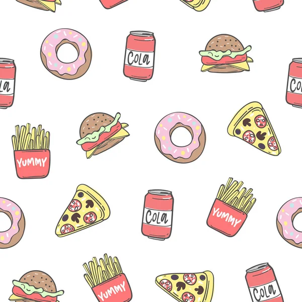 Fast food. Trendy seamless pattern background. 