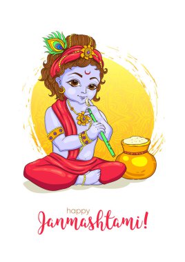Mutlu Krishna Janmashtami tebrik kartı.