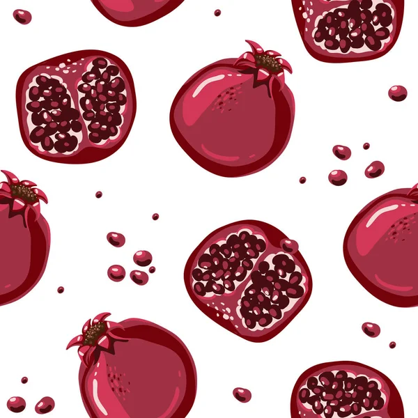 Pomegranate hand drawn seamless pattern background. Vector illustration EPS10 — Stock Vector