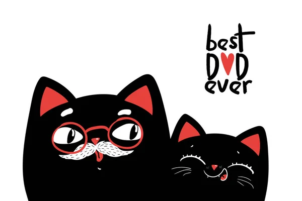 Kediler ile Mutlu babalar gün vektör arka plan. Baba günü tebrik kartı, el ilanı, afiş, afiş. Gelmiş geçmiş en iyi baba.