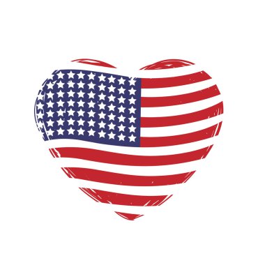 Abd bayrağı ile büyük kalpler. Yıldızlarla ABD bayrağı, Abd bayrağı renkleri. Vektör illüstrasyon Eps 10