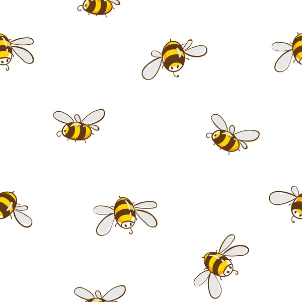 可爱的无缝模式与飞蜜蜂。矢量插图 Eps10. — 图库矢量图片