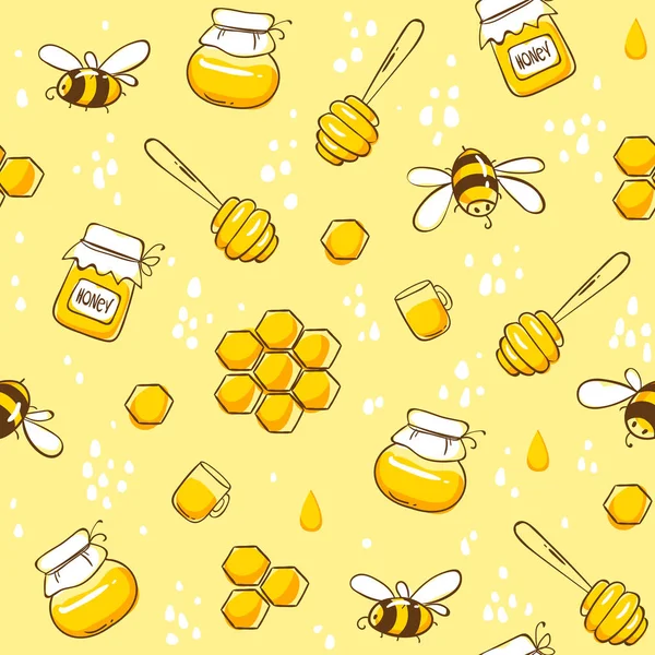 Cute seamless pattern with flying bees. Vector illustration EPS10. Royalty Free Stock Vectors