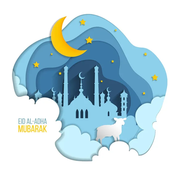 Muszlim ünnep üdvözlőlap Eid al-Adha Mubarak. Fordítás Arabról: Eid al-Adha. Vektor Eps10 — Stock Vector