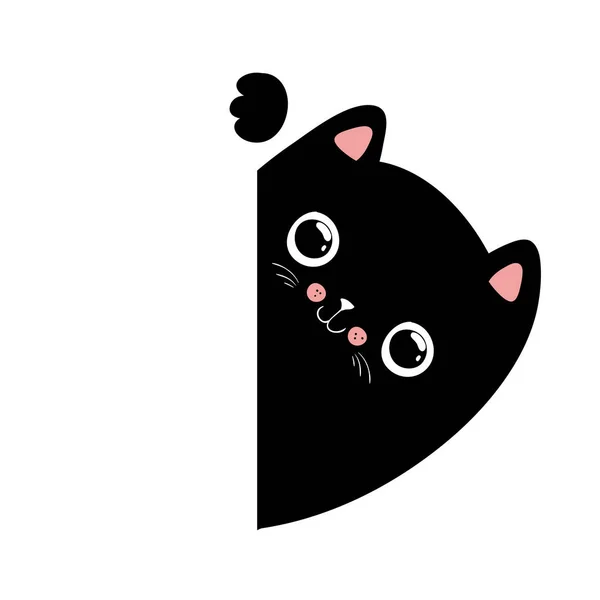 Kawaii black cat illustration, Ihr Text hier, Vektor eps10 — Stockvektor
