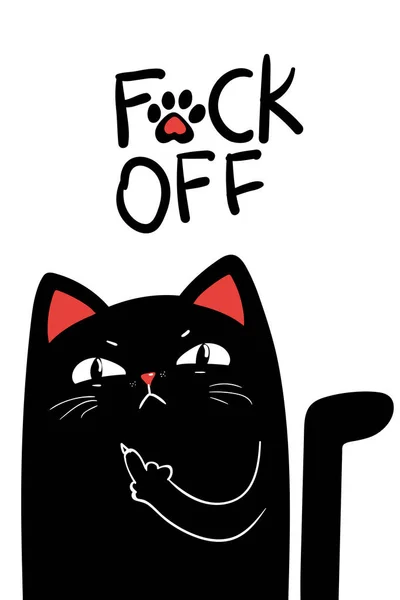 Középső ujj fekete macska. Vektoros illusztráció EPS 10 — Stock Vector