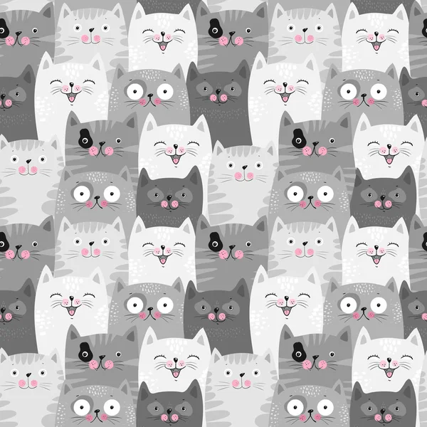 Sevimli kediler, kediler ile renkli sorunsuz desen arka plan