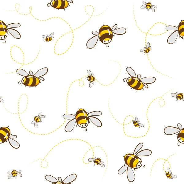 Симпатичный бесшовный рисунок с летающими пчёлами. Векторная иллюстрация EPS10 — стоковый вектор