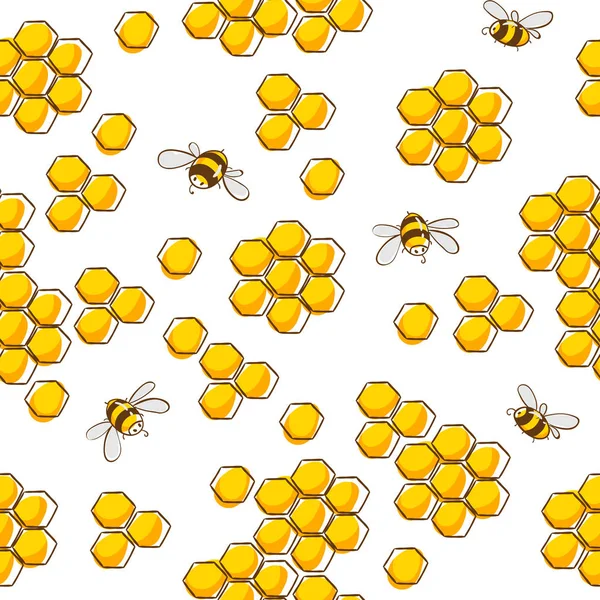 Симпатичный бесшовный рисунок с летающими пчёлами. Векторная иллюстрация EPS10 . — стоковый вектор