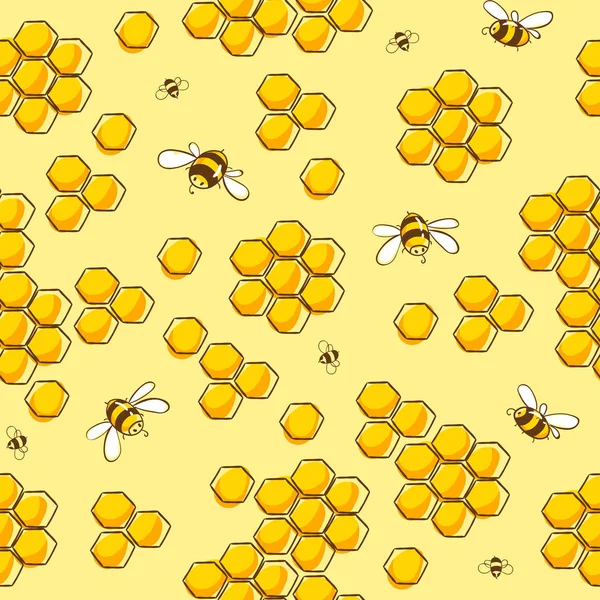 Симпатичный бесшовный рисунок с летающими пчёлами. Векторная иллюстрация EPS10 . — стоковый вектор