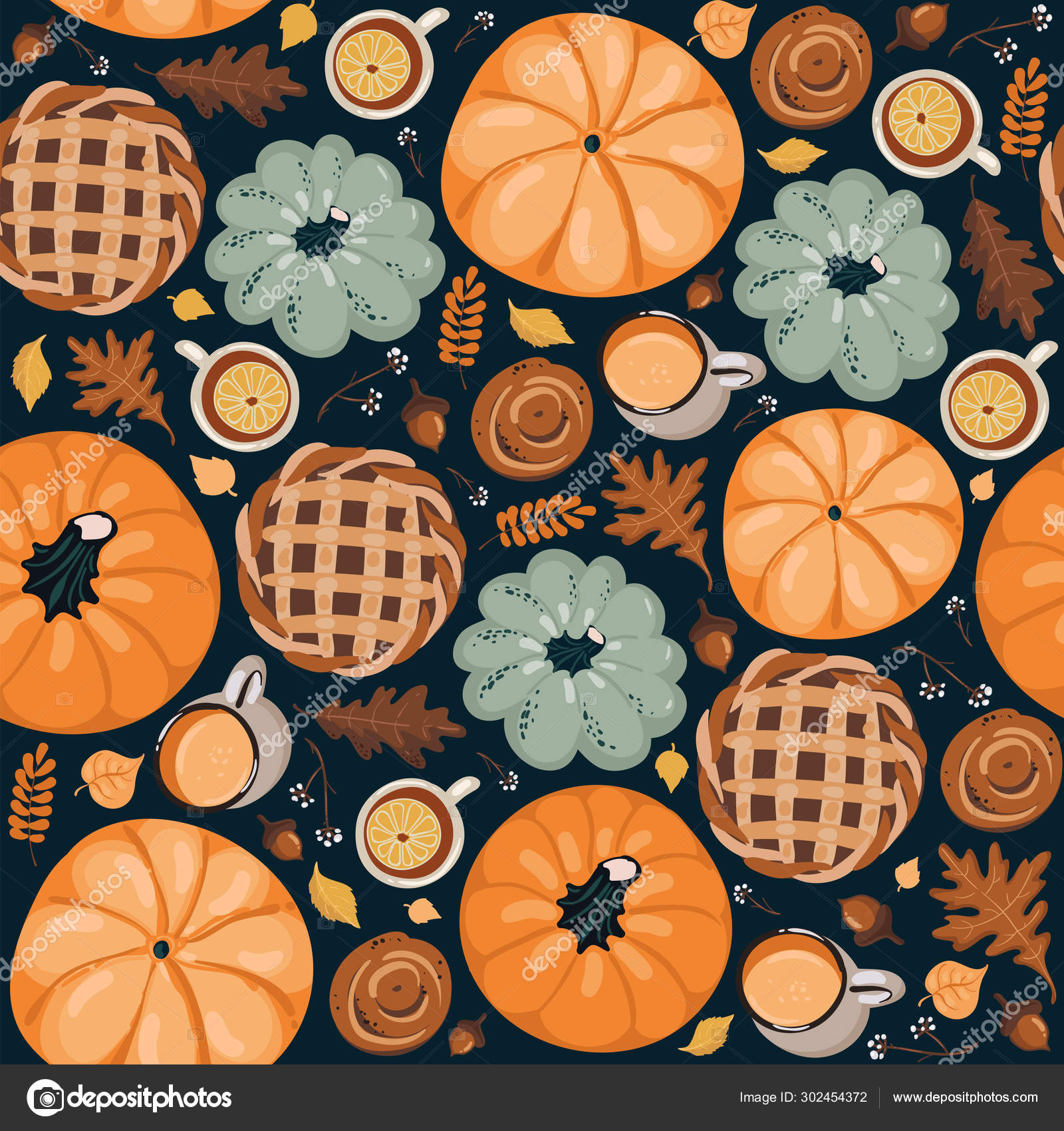 Cute seamless autumn pattern background