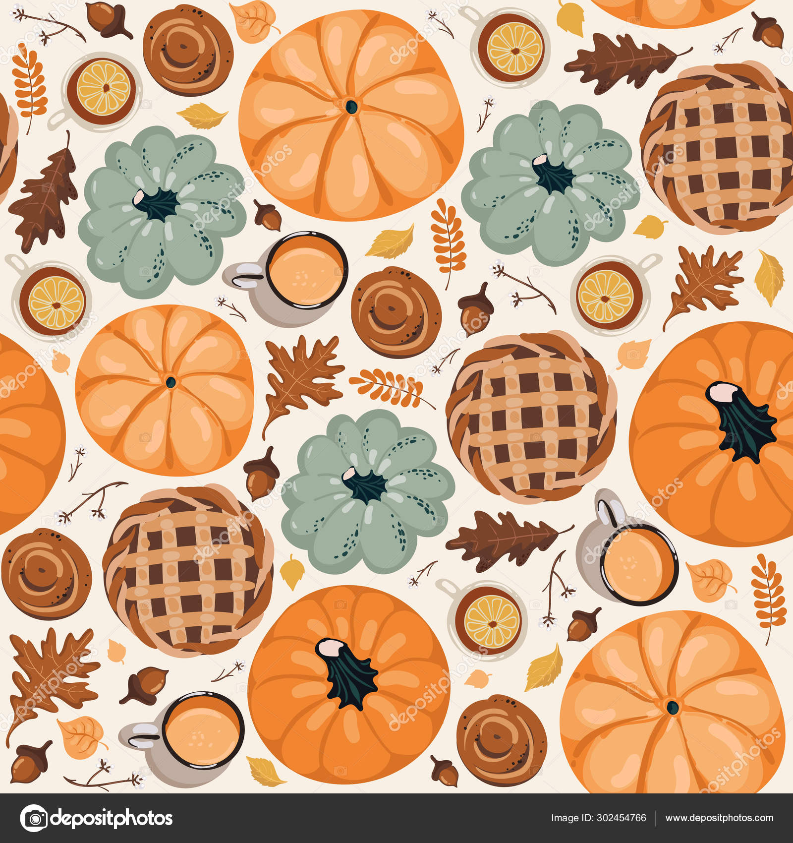 Cute seamless autumn pattern background. Autumn wallpaper Stock Vector ...