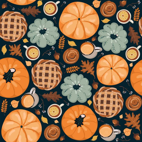Cute seamless autumn pattern background. Autumn wallpaper — Stock Vector
