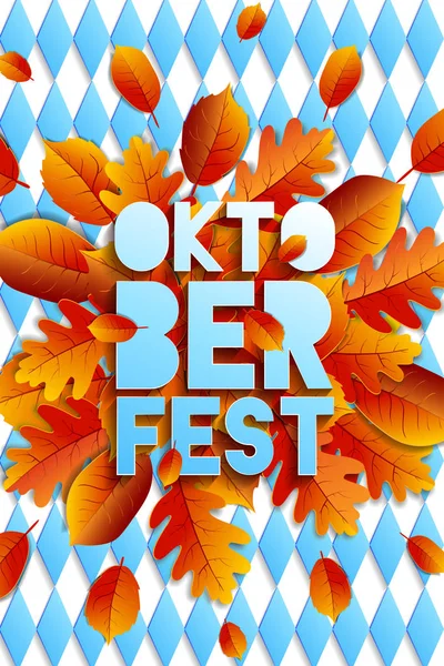 Diseño de póster Oktoberfest. Oktoberfest fondo azul con hojas. Vector EPS 10 — Vector de stock