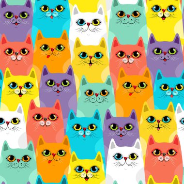 Sevimli kediler renkli sorunsuz desen arka plan, Eps 10