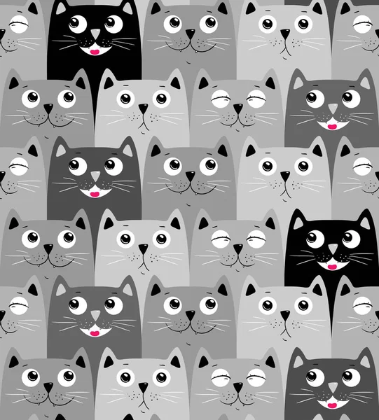 Gatos bonitos, fundo padrão sem costura colorido com gatos — Vetor de Stock