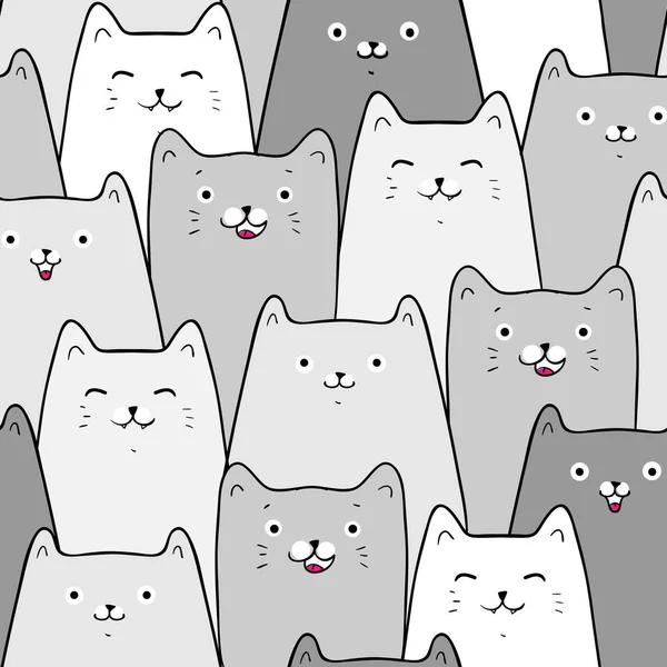 Lindos gatos, fondo patrón inconsútil colorido con gatos — Vector de stock