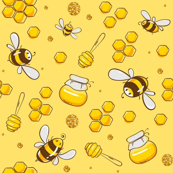 Uçan arılar ile sevimli sorunsuz desen. Vektör illüstrasyon Eps10