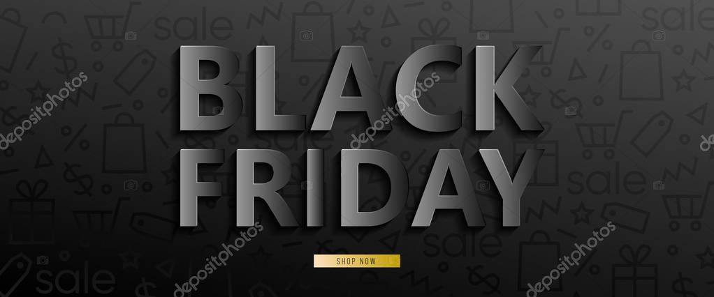 Black Horizontal Banner For Sales On Black Friday Black Friday 3d Text Vector Banner For Shop Web Store Business And Other Premium Vector In Adobe Illustrator Ai Ai Format