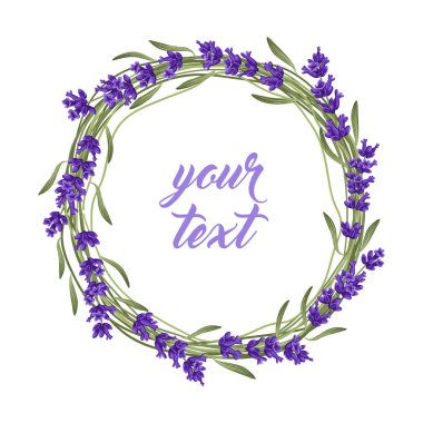 Çiçek çerçevesi ile lavanta çelenk. vektör Eps 10