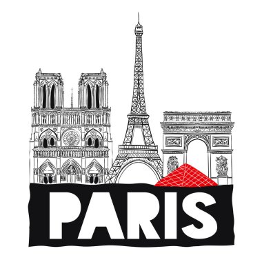 Paris, Fransa. El çizimi vektör illüstrasyonu EPS 10