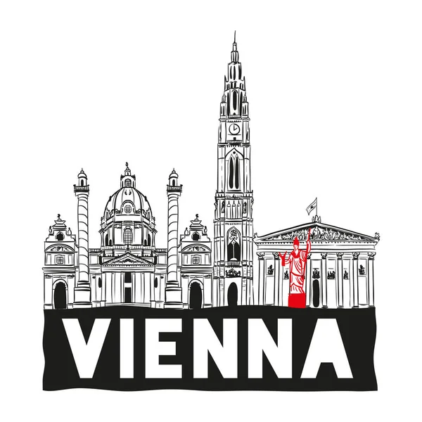 Bécs kézzel rajzolt városképe. vektor illusztráció EPS 10. — Stock Vector