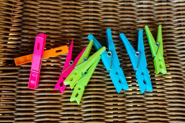 Clothespin Detail Different Colours — стоковое фото